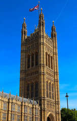 Naklejka premium The Victoria Tower - largest and tallest tower of Palace of Westminster palace, London, United Kingdom.