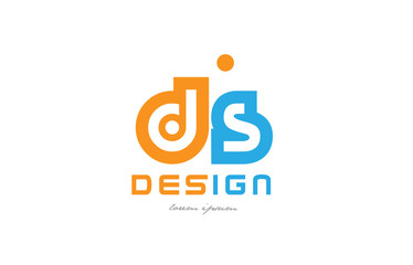ds d s orange blue alphabet letter logo combination