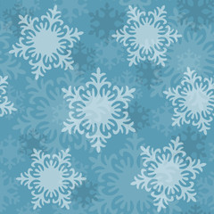 Seamless winter pattern, white snowflakes, Christmas and New Year background, holiday decor. Vector illustration