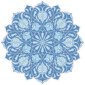Blue floral mandala.