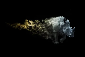 Poster digitale kunstafbeelding van een neushoorn met geweldig photoshop-effect © Effect of Darkness