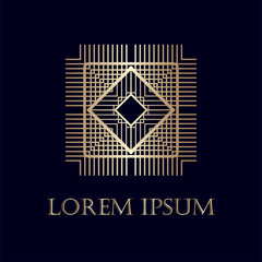 Art deco golden ornamental logo. Template for design. Vector illustration eps10