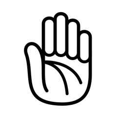 Hand open palm lines vector logo. Outline style.