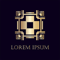 Art deco golden ornamental logo. Template for design. Vector illustration eps10