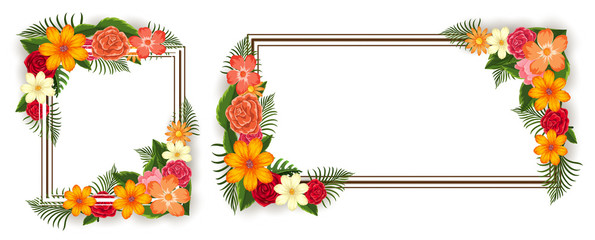 Two frames with colorful flowers