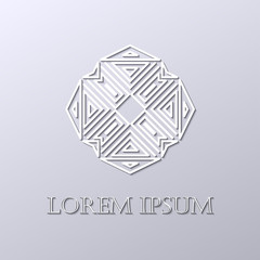 Art deco white ornamental logo. Template for design. Vector illustration eps10