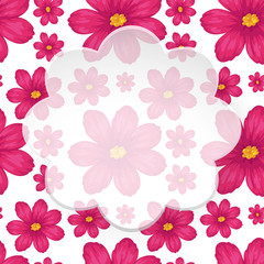 Border template with pink flowers
