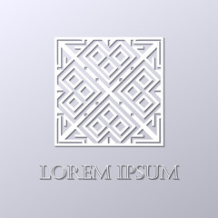 Art deco white ornamental logo. Template for design. Vector illustration eps10