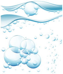 Clear bubbles under fresh water