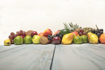 Still life fruits on wooden background