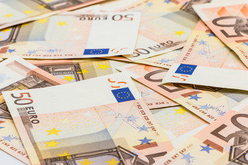 Fototapeta premium Banknote fifty euros. inflation, bankruptcy, currency exchange rate,