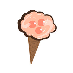 Icon of ice cream pink on white background