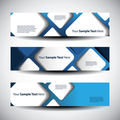 Blue Headers or Banners with Abstract Designs in Freely Scalable and Editable Vector Format