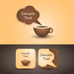 Brown Flyer or Cover Design - Coffee Cup with Speech Bubble - Vector Illustration 