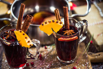 Warming hot mulled wine