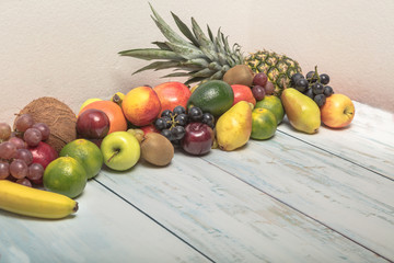 Still life fruits on wooden background