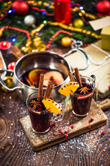 Serving festive hot mulled red wine