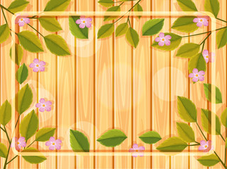 Wooden background with flower frame