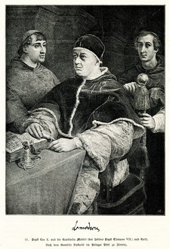 Portrait of Pope Leo X with two Cardinals by Raphael (from Spamers Illustrierte Weltgeschichte, 1894, 5[1], 115)