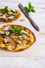 Traditional pizza with pear