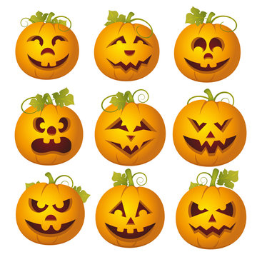 Set of vector pumpkins. Halloween