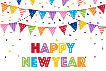 Fototapeta na wymiar Party happy new year and Birthday Flags Background Vector