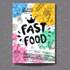 Fast food colorful modern banners set.