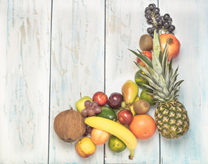 Still life fruits on wooden background