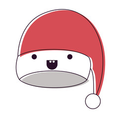 kawaii christmas hat santa claus happiness mouth open expression watercolor silhouette on white background