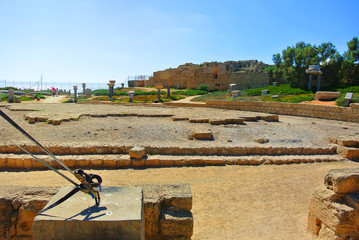 An archeological pearl of the Middle East. Caesarea. Israel. Ancient Roman city