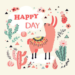 Happy Lama Card - 175744116