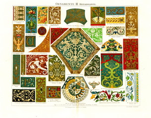 Ornaments III, renaissance (from Meyers Lexikon, 1896, 13/248/249) - obrazy, fototapety, plakaty