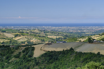 Fototapeta na wymiar Landscape in Romagna at summer from Sogliano al Rubicone