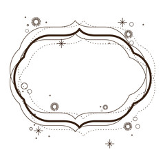 heraldic decorative rounded frame in brown color silhouette with sparks