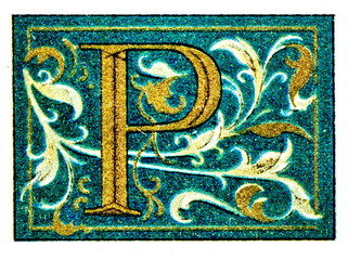 Initial "P" from missal (from Meyers Lexikon, 1896, 13/248/249)