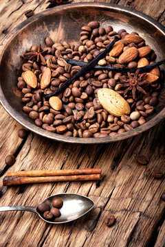 coffee beans and mix spices