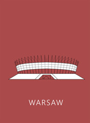 Simple minimalistic illustration of National Stadium in Warsaw (Stadion Narodowy) - obrazy, fototapety, plakaty
