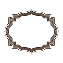 heraldic silhouette decorative rounded border in brown color with striped edge
