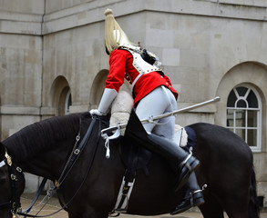 Naklejka premium Life guard mounting horse London.
