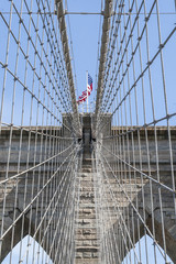 Fototapeta premium Brooklyn Bridge with USA flag