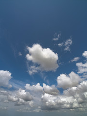 White fluffy clouds against blue sky