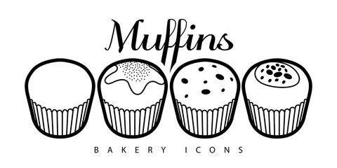Set of bakery muffins