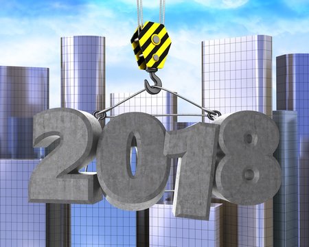 3d crane hook with 2018 sign