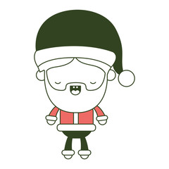 santa claus cartoon full body eyes closed happiness expression on color section silhouette