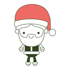 santa claus cartoon full body smiling expression on color section silhouette