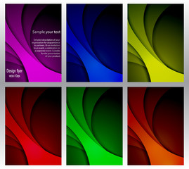 Layout Design Template, Cover Book, flyer. Abstract Background. Six variants in different colors. Vector image.