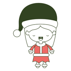 santa claus woman cartoon full body face eyes closed expression on color section silhouette
