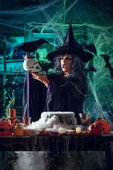 Witch Tells Magic Words To Skull