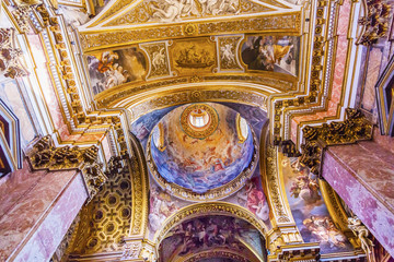 Fototapeta na wymiar Dome Ceiling Santa Maria Maddalena Church Rome Italy