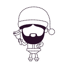 santa claus faceless holding hand bell on dotted monochrome silhouette